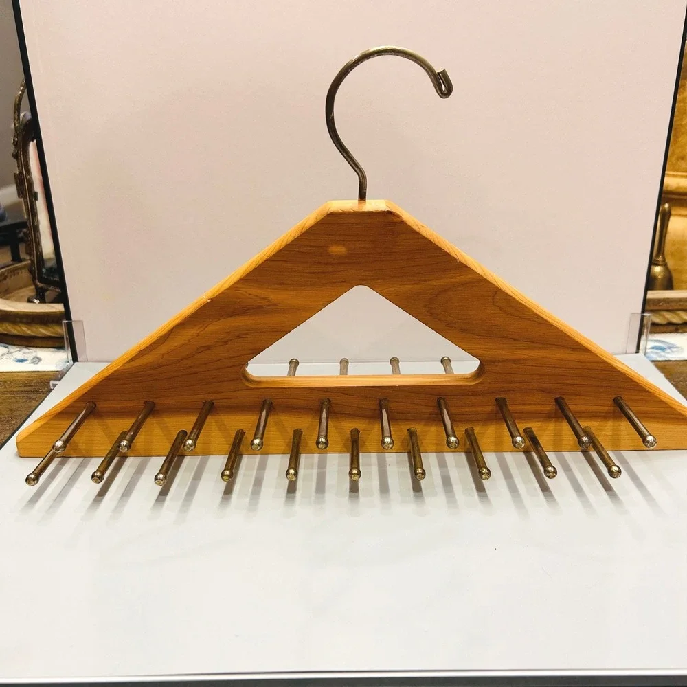 Nordstrom Store Display Hanger Vintage Wood Brass Tie Rack Retail Fixture 90s